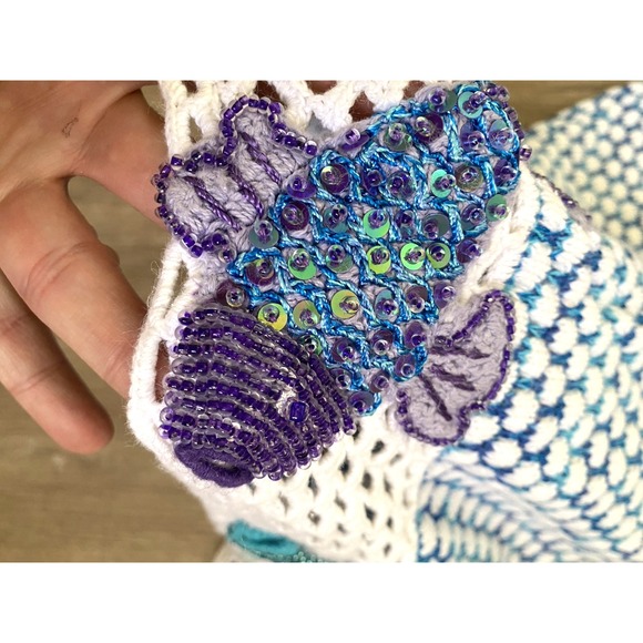 Storybook Knits Fish Cardigan Sweater L Mermaid Granny Teacher Cozy Academia - Picture 3 of 10